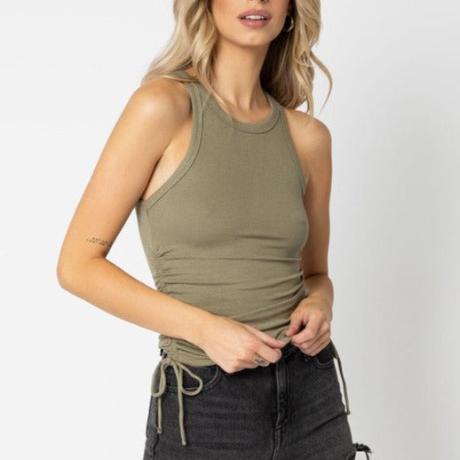 Ruched Drawstring Tank Top (4 COLORS)