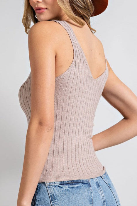 Ribbed V-neck Tank Top ( 2 COLORS)