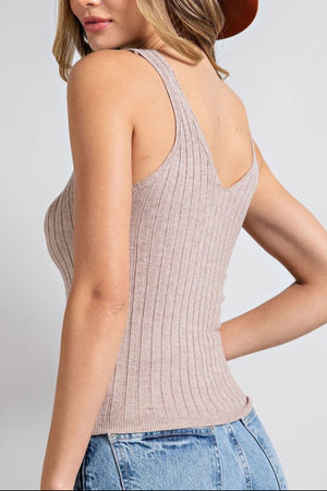 Ribbed V-neck Tank Top ( 2 COLORS)
