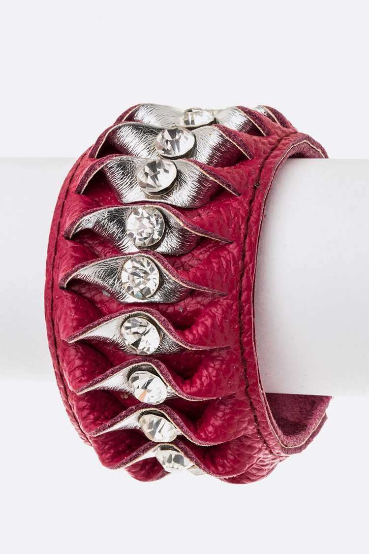 CRYSTAL STUDS CUFF BRACELET (3 COLORS)