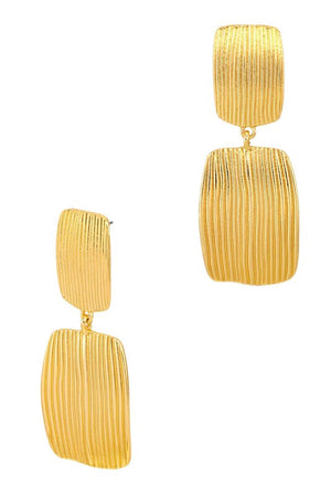 Metal Square Hammered Dangle Earring