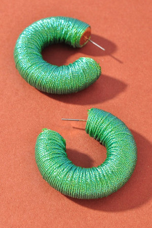 GLITTER THREAD HOOP EARRINGS (2 COLORS)