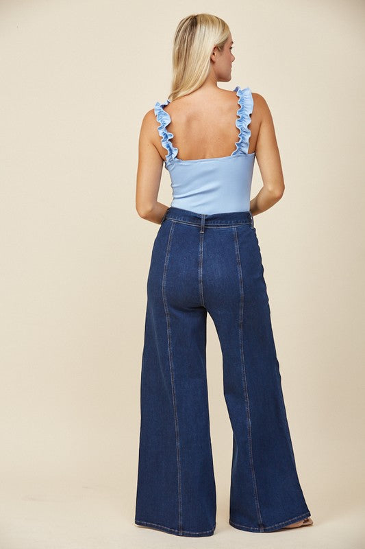 SCRUNCHED STRAP RIBBED BODYSUIT ( 2 COLORS)