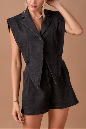 Blazer Style  Denim Romper