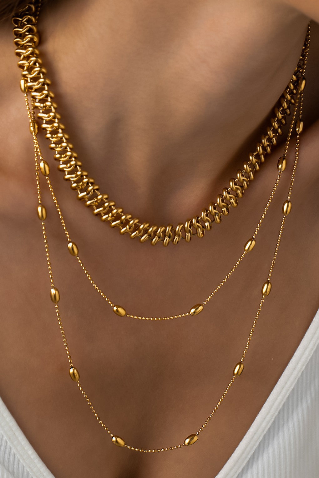 LAYERING NECKLACE (18k gold plated s/s)