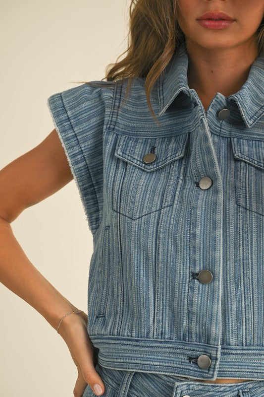 ROXANA DENIM VEST TOP