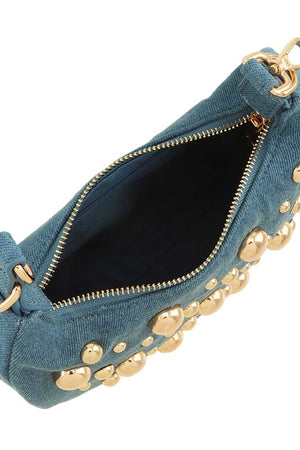 Half moon studded crossbody bag