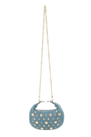 Half moon studded crossbody bag