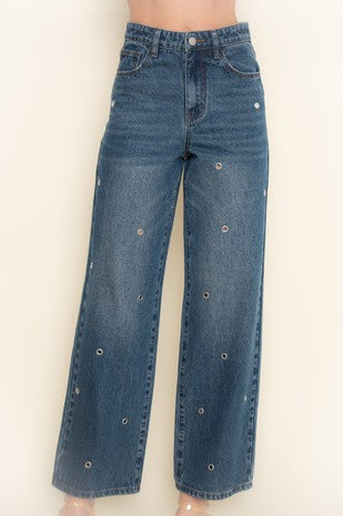 Luxe Ring Detail Denim Jeans