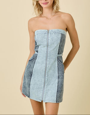 Sabrina Color Block Denim Mini Dress