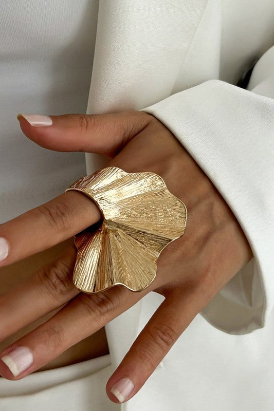 Gold Plated Leaf Dramatic Ring