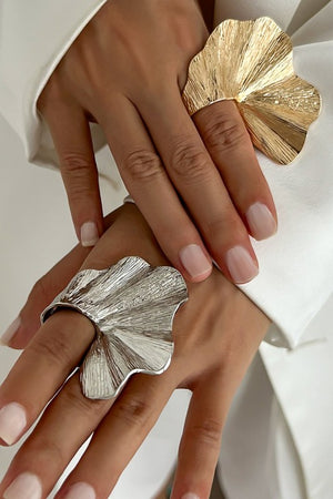 Gold Plated Leaf Dramatic Ring