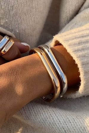 Irregular Titanium Steel Clasp Square Bangle