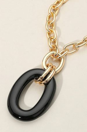 Oval Ring Chunky Chain Necklace