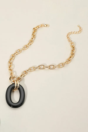 Oval Ring Chunky Chain Necklace