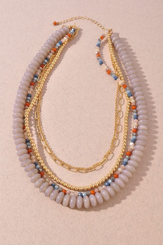 Oval Link Beaded Layered Necklace