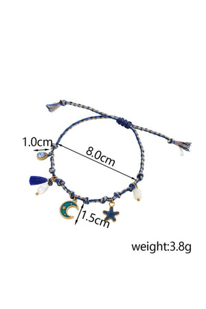 Braided Stainless Steel Charm Bracelet