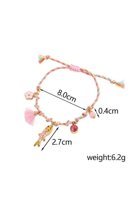 Braided Stainless Steel Charm Bracelet