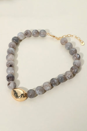 Polished  Marbled Ball Necklace