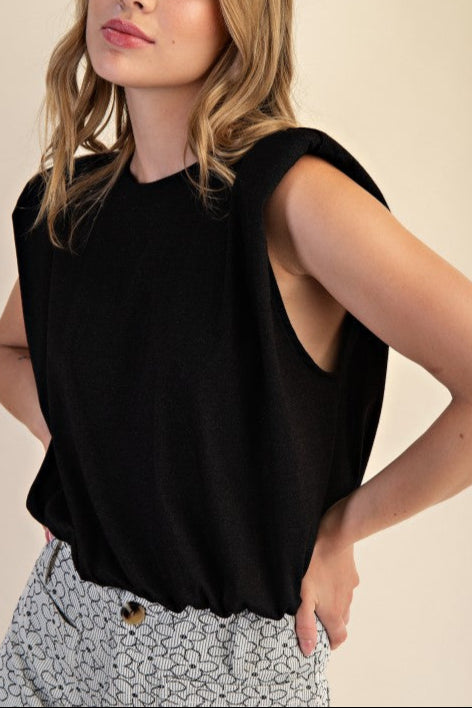 Round Neckline With Shoulder Pad Bodysuit