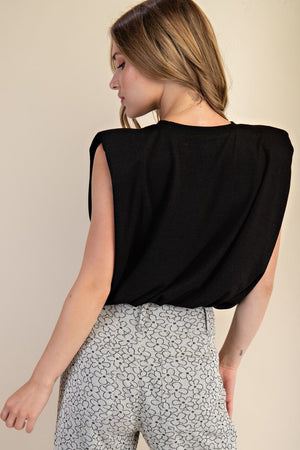 Round Neckline With Shoulder Pad Bodysuit