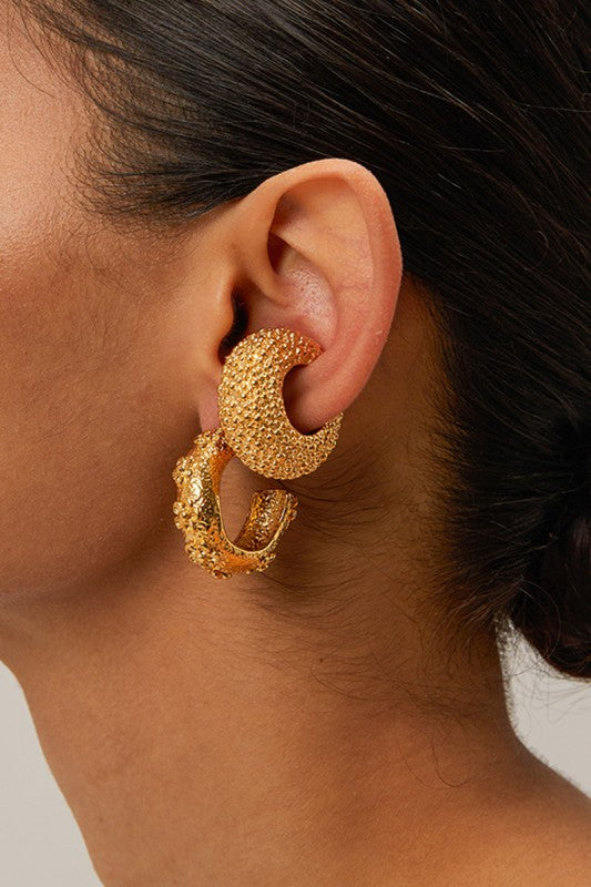 Stainless Steel Flower C-hoop Earrings