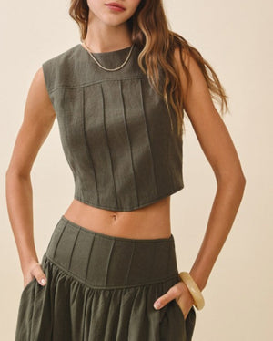Stacy Olive Crop Top