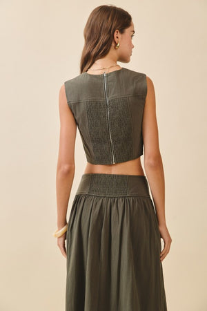 Stacy Olive Crop Top