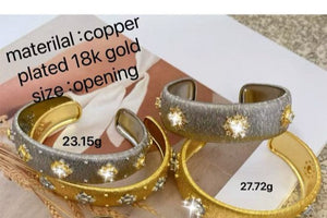 Zirconia Star Copper Open Cuff Bracelet