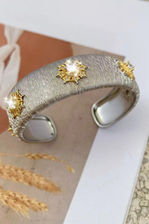Zirconia Star Copper Open Cuff Bracelet