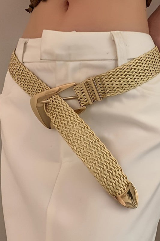 Boho Woven Irregular Metal Buckle Belt