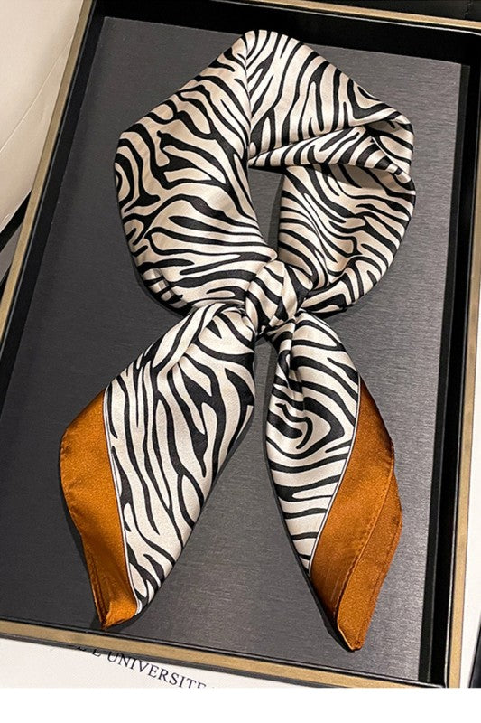 Irregular Stripe Zebra Print Square Scarf