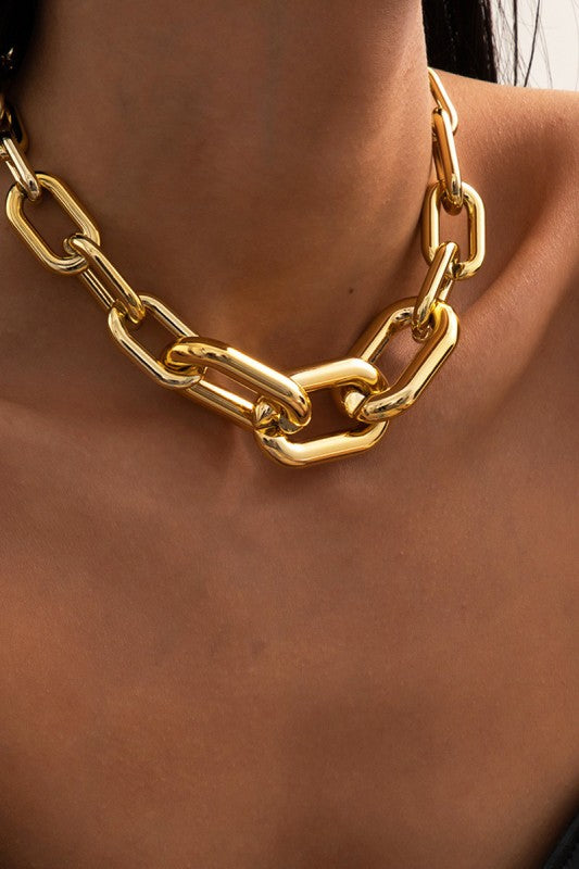 Wide Thick Chain Tassel Necklace