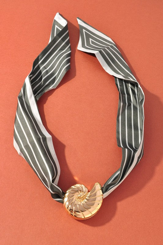Snail Charm Scarf Necklace