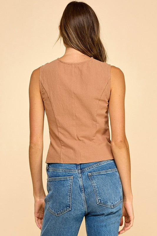 Eyelet Tie Front Top