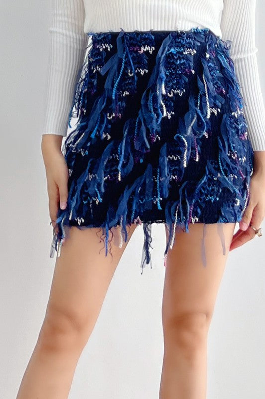 Fringe Jacquard Mini Skirt