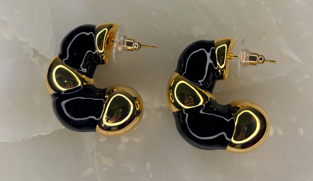 Gold & Black Hoop Earrings