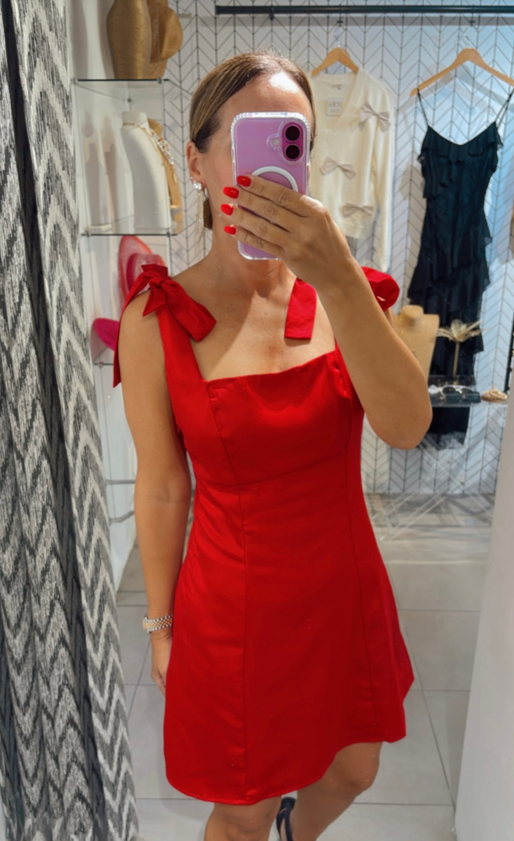 RUBY SATIN BOW DRESS