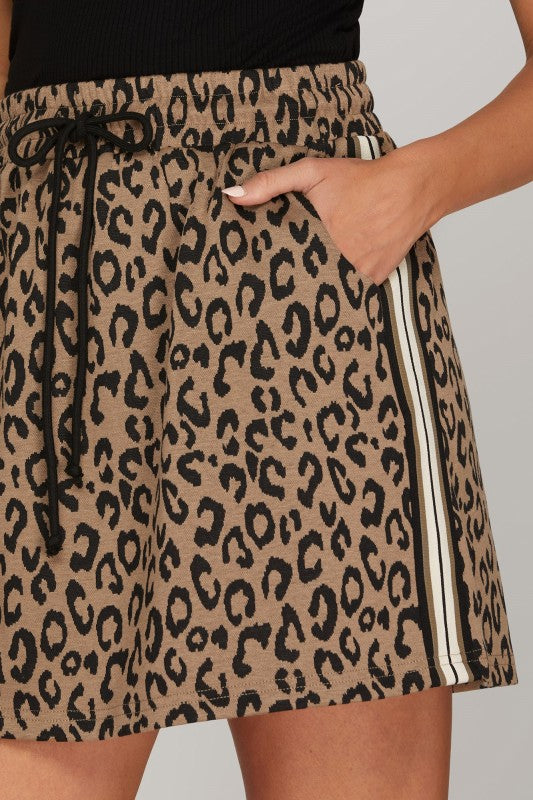 Leopard Knit Mini Skirt