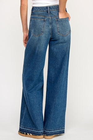 Raw Hem Wide Leg Denim JEANS