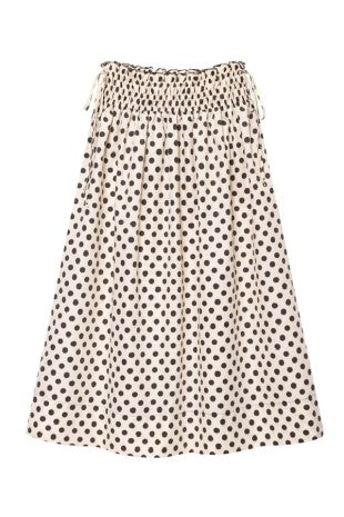 Polka Dot Waist Elastic Midi Skirt