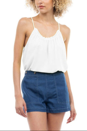 Elastic Shirring Neck  Top