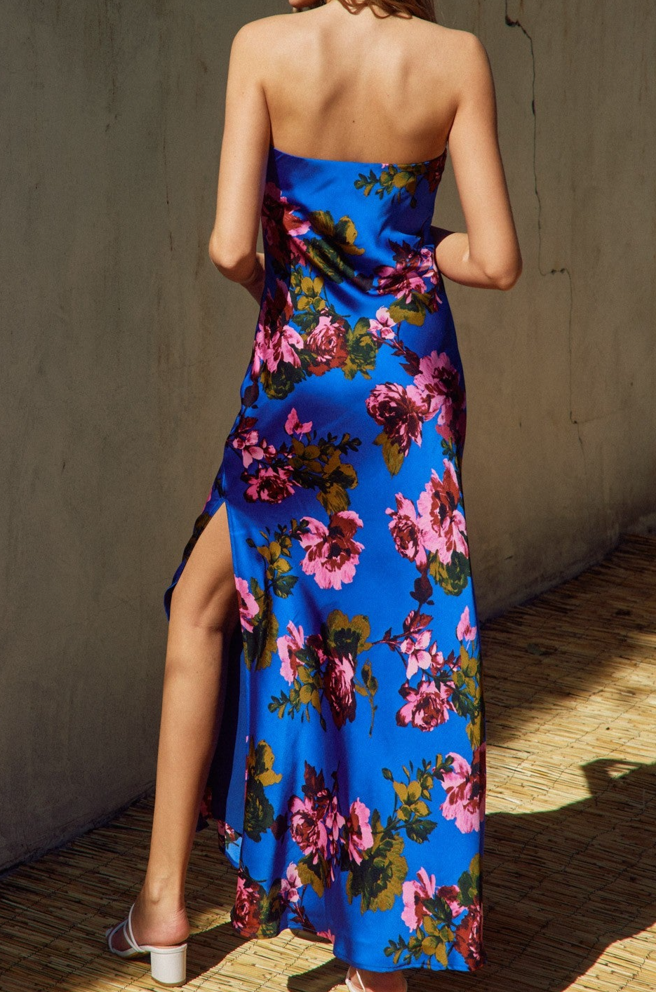 FLORAL STRAPLESS MAXI DRESS