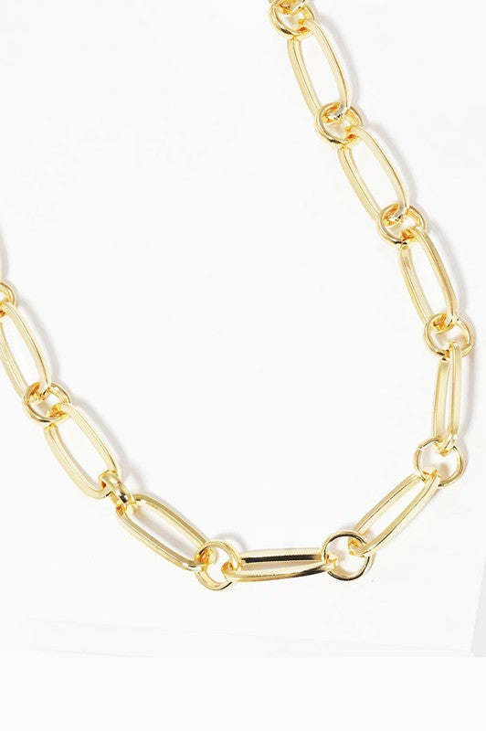 Gold Dipped Open Metal Oval Link Necklace